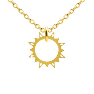 Collier orné d'un pendentif soleil en acier inoxydable doré