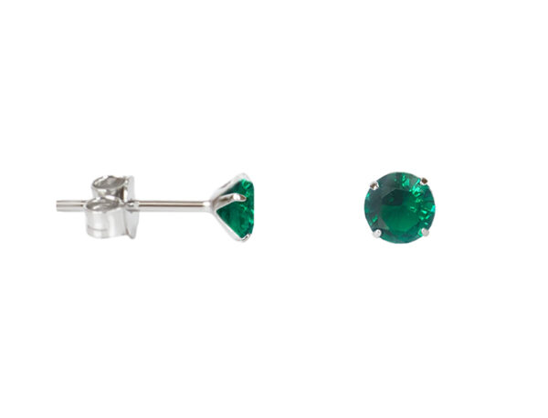 Boucles d'oreilles argent 925 "Solitaire vert"