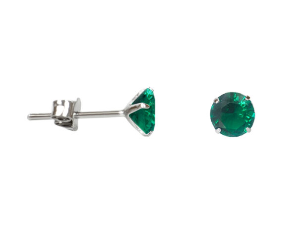 Boucles d'oreilles argent 925 "Solitaire vert"