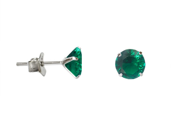 Boucles d'oreilles argent 925 "Solitaire vert"