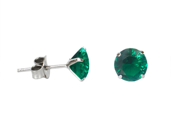 Boucles d'oreilles argent 925 "Solitaire vert"