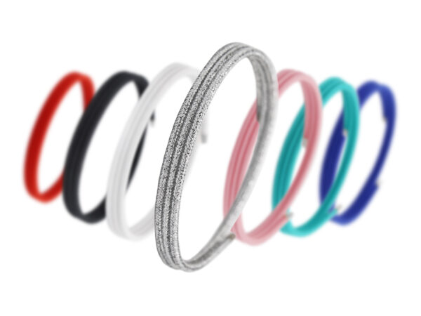 Bracelet magnétique coloré en acier inoxydable argenté