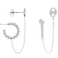 Boucles d'oreilles double trous chaînette en acier inoxydable argenté