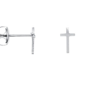 Boucles d'oreilles croix en acier inoxydable argenté - 12mm