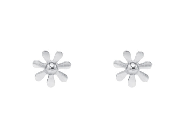 Boucles d'oreilles fleur en acier inoxydable argenté - 10mm