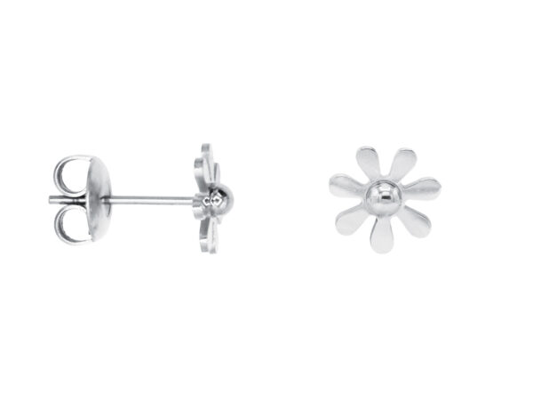 Boucles d'oreilles fleur en acier inoxydable argenté - 10mm