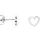 Boucles d'oreilles cœur strié en acier inoxydable argenté - 8mm