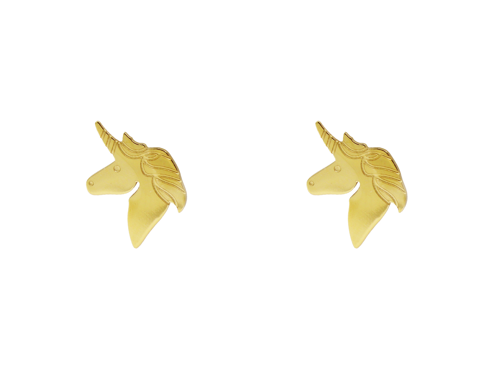 Boucles d'oreilles licorne en acier inoxydable doré - 12mm