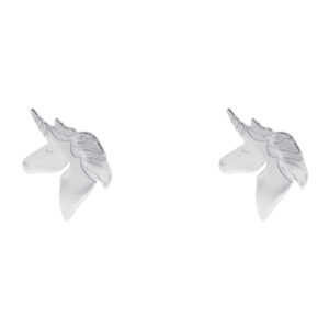 Boucles d'oreilles licorne en acier inoxydable argenté - 12mm