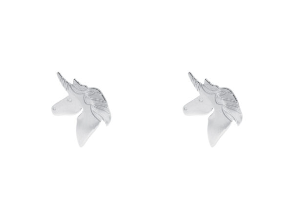 Boucles d'oreilles licorne en acier inoxydable argenté - 12mm