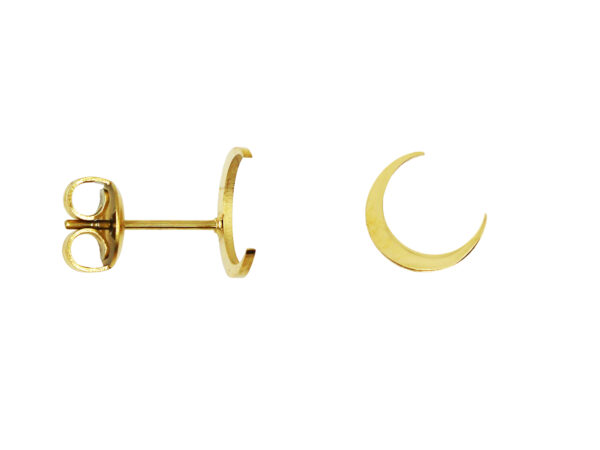 Boucles d'oreilles croissant de lune en acier inoxydable doré - 10mm