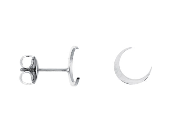 Boucles d'oreilles croissant de lune en acier inoxydable argenté - 10mm