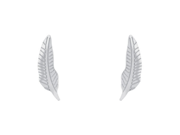 Boucles d'oreilles plume en acier inoxydable argenté - 15mm