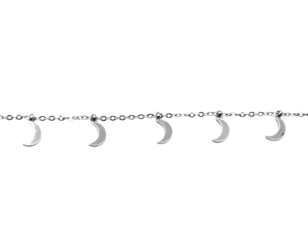 Bracelet breloques lune en acier inoxydable argenté