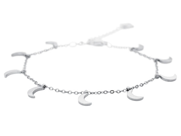 Bracelet breloques lune en acier inoxydable argenté