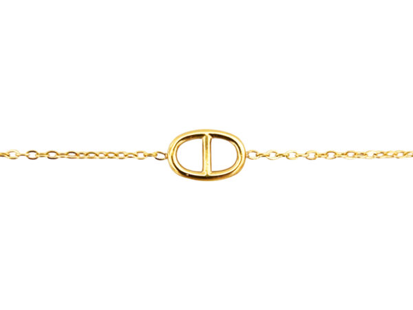 Bracelet chaînette avec pendentif maille marine en acier inoxydable doré