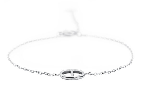 Bracelet chaînette avec pendentif maille marine en acier inoxydable argenté