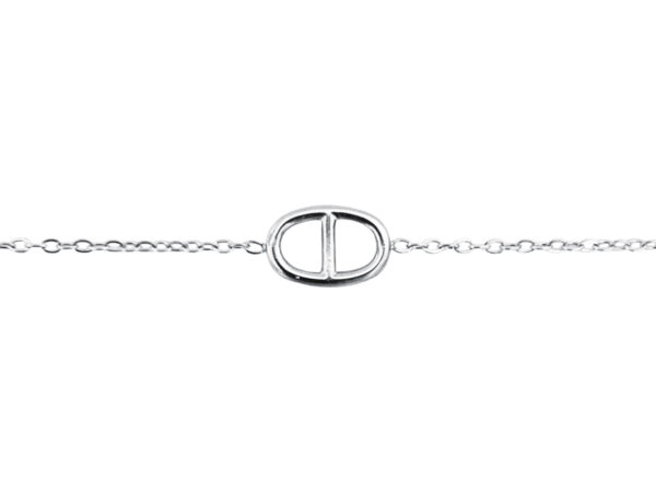 Bracelet chaînette avec pendentif maille marine en acier inoxydable argenté