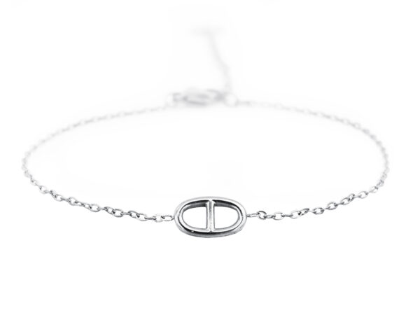 Bracelet chaînette avec pendentif maille marine en acier inoxydable argenté