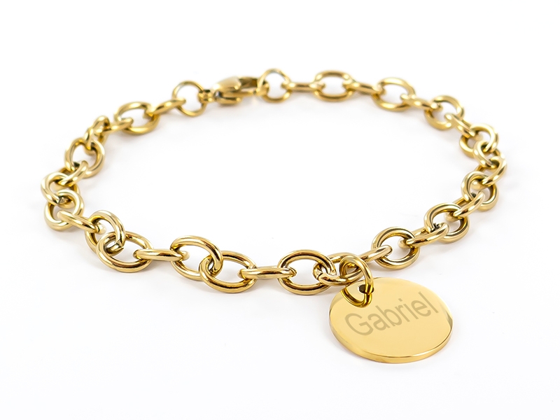 Bracelet chaine médaille 16mm en acier à personnaliser