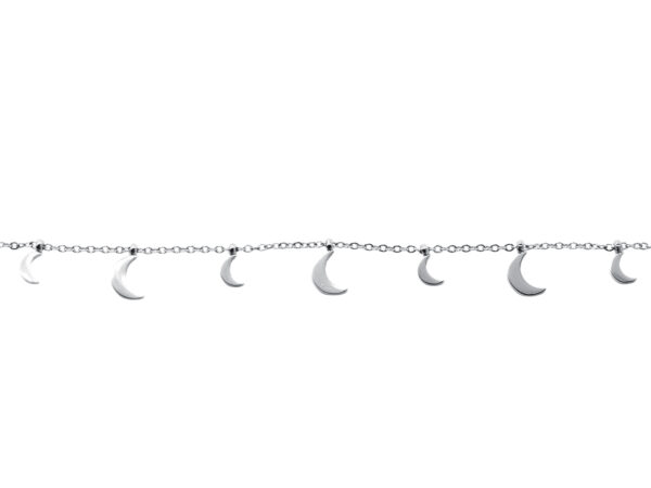 Collier breloques lune en acier inoxydable argenté