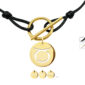 Collier cordon ajustable noir avec fermoir T agrémenté d'une pampille signe astrologique en acier inoxydable doré