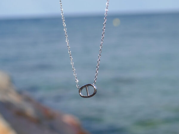 Collier chaînette avec pendentif maille marine en acier inoxydable argenté