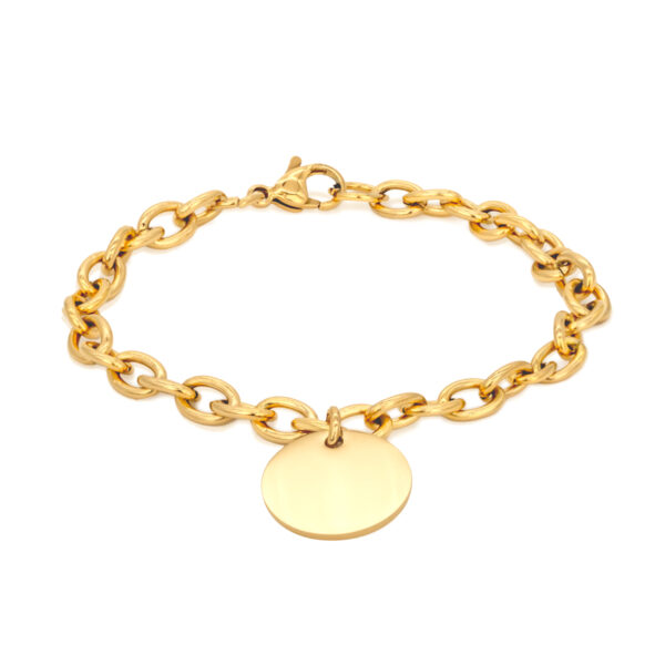 Bracelet chaine médaille 16mm en acier à personnaliser