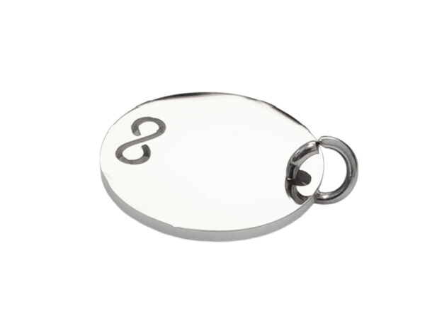 Pendentif médaille ronde à personnaliser avec infini découpé en acier inoxydable argenté - 20mm