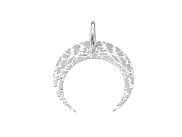 Pendentif demi-lune martelé en acier inoxydable argenté - 16mm