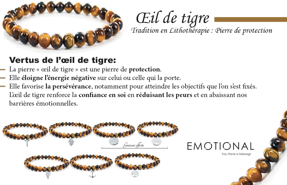 Bracelet pierres semi-précieuses : OEIL DU TIGRE