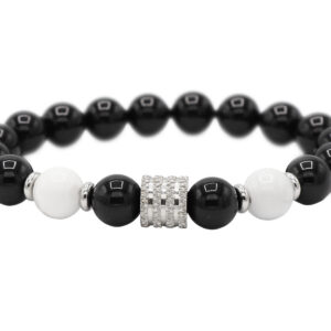 Bracelet homme en pierres naturelles - Onyx noir et Howlite (10mm)