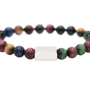 Bracelet homme en pierres naturelles - Œil de tigre multi couleur (8mm)