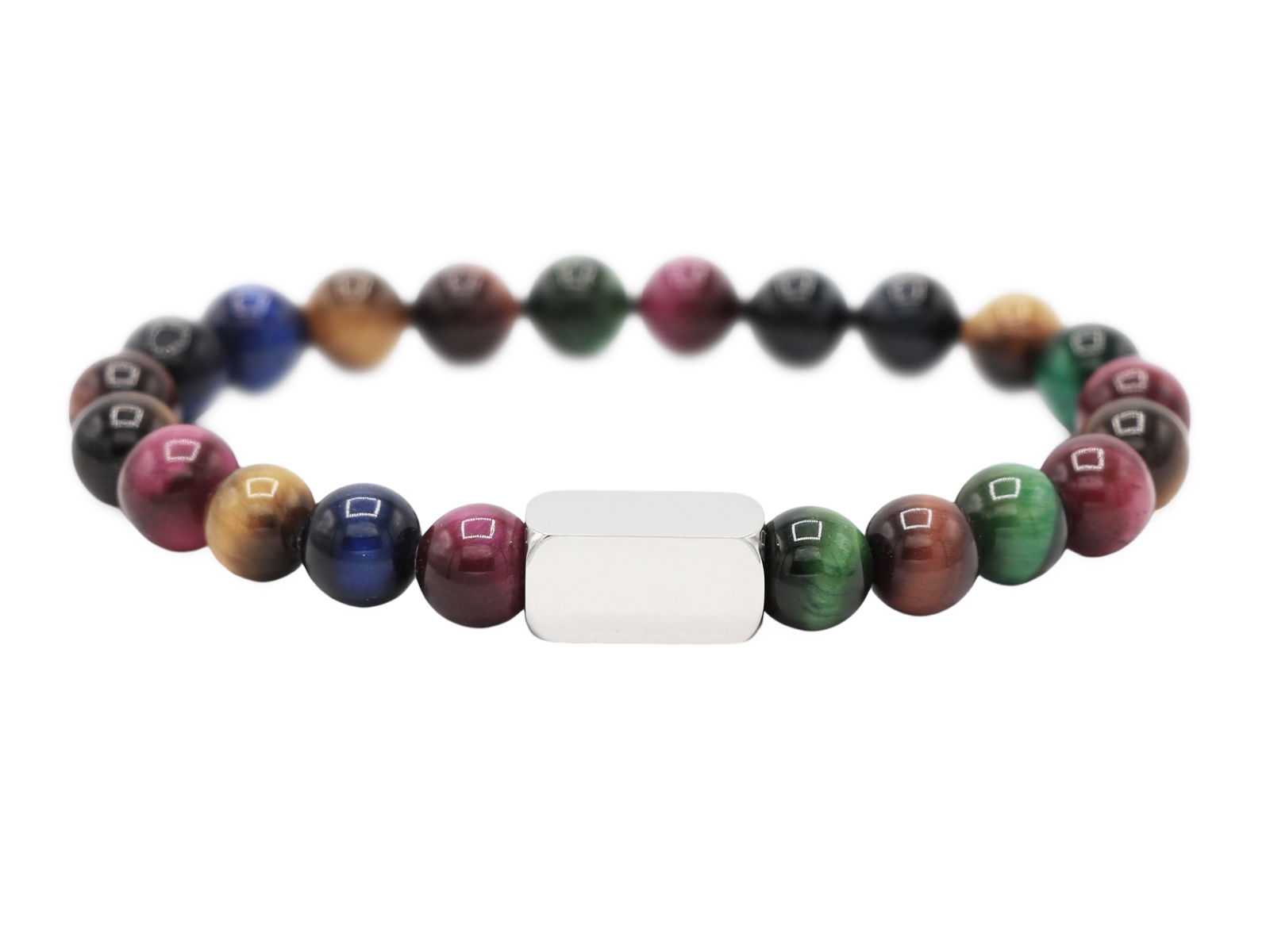 Bracelet homme en pierres naturelles - Œil de tigre multi couleur (8mm)