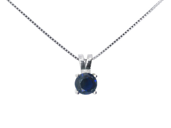 Trio bleu saphir composé d'un collier de boucle d'oreilles "solitaire" et d'une bague ajustable argent 925/1000 rhodié