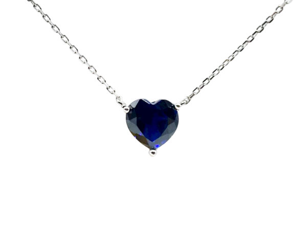 Duo amour bleu saphir collier et bague ajustable argent 925/1000 rhodié