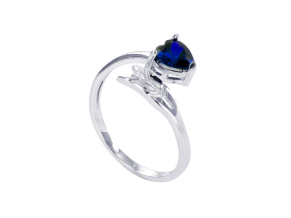 Duo amour bleu saphir collier et bague ajustable argent 925/1000 rhodié