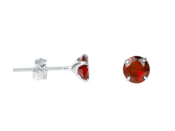 Trio rouge composé d'un collier de boucle d'oreilles "solitaire" et d'une bague ajustable argent 925/1000 rhodié